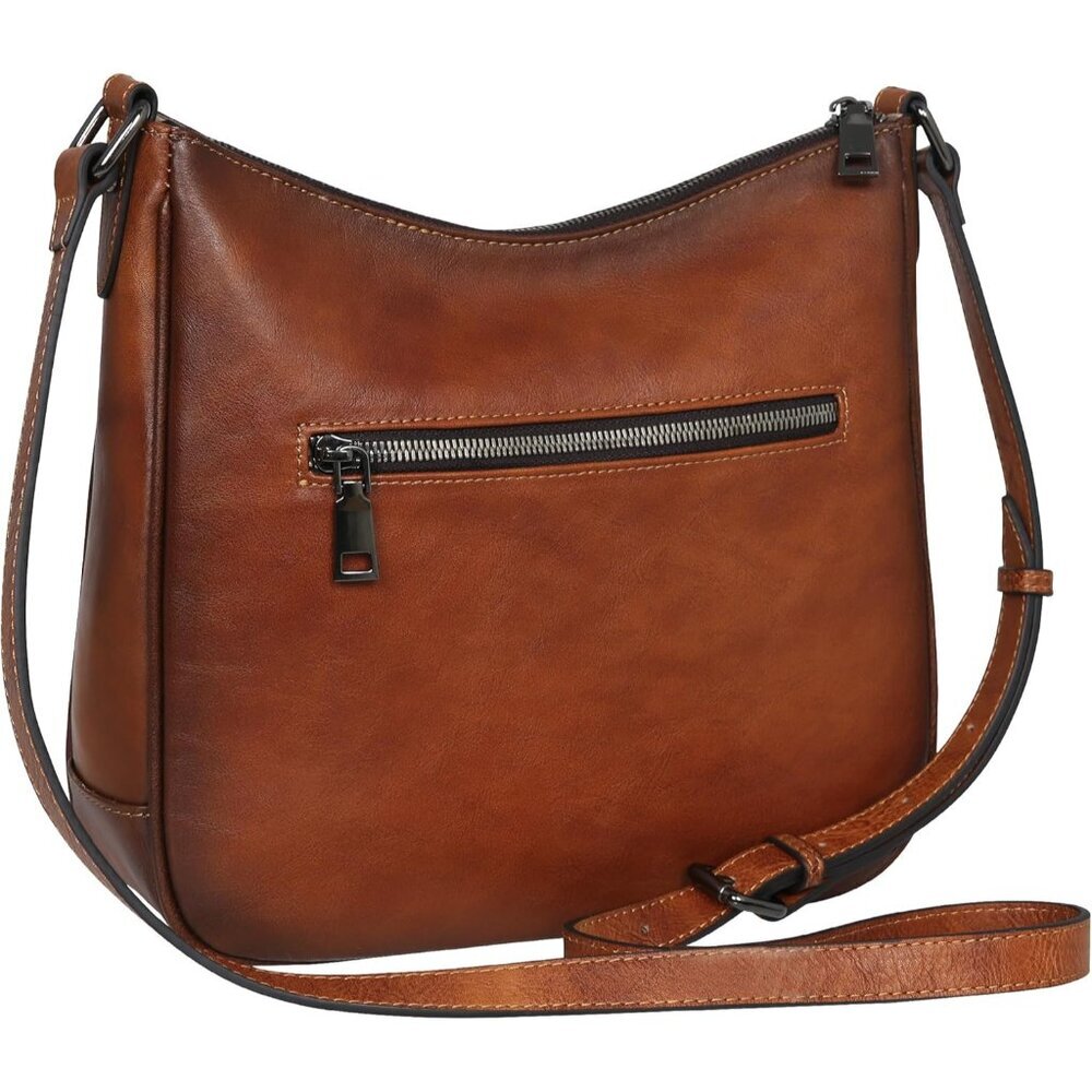 Compact Leather Shoulder Bag with Adjustable Strap - Daily Essentials Carrier - Picture 7 of 7